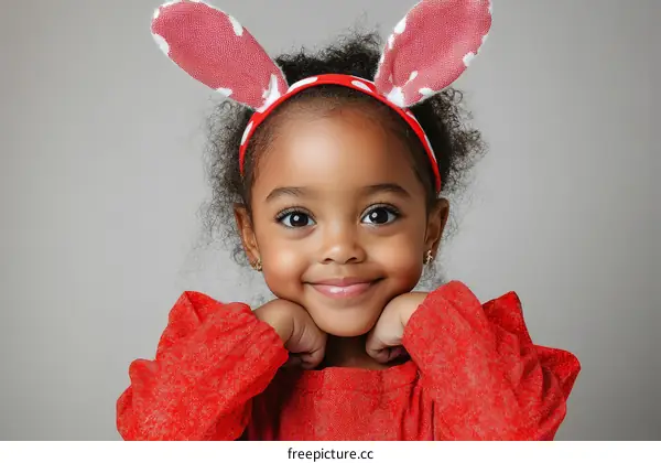 Adorable Child Wearing Easter Bunny Ears