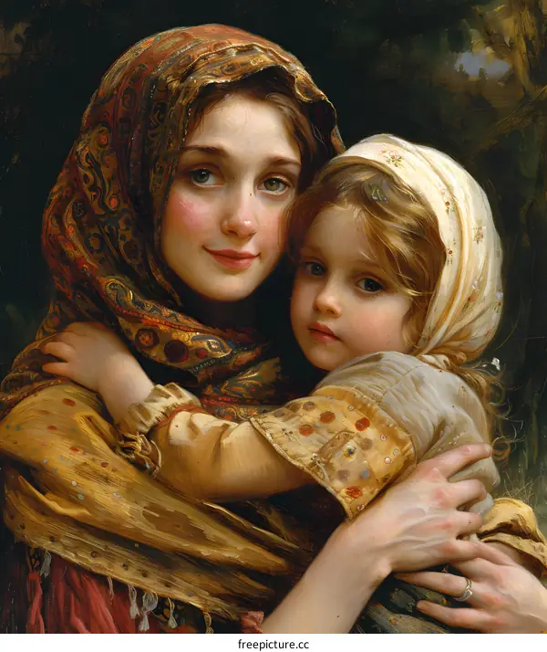 Russian peasant woman and her child