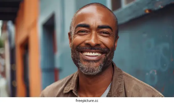 Happy Black Man Smiling Outdoors