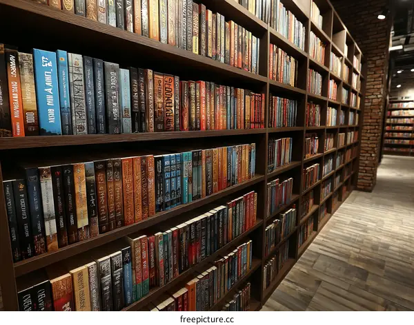 Wide Book Shelves Filled with Books