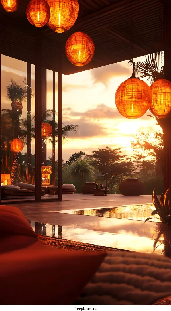 Sunset View From Luxury Tropical Villa