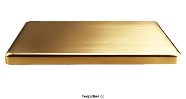 [Transparent Background PNG]Golden Metal Rectangular Plate Illustration