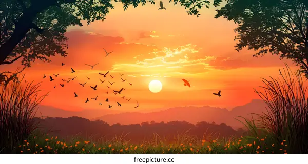 Sunset in the Forest