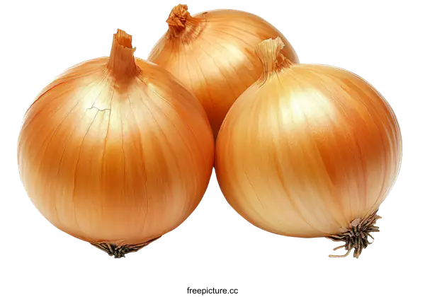 [Transparent Background PNG]Three Fresh Yellow Onions