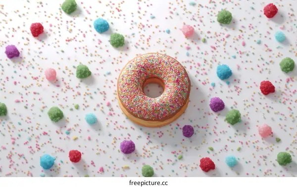 Colorful Donut with Sprinkles and Candies
