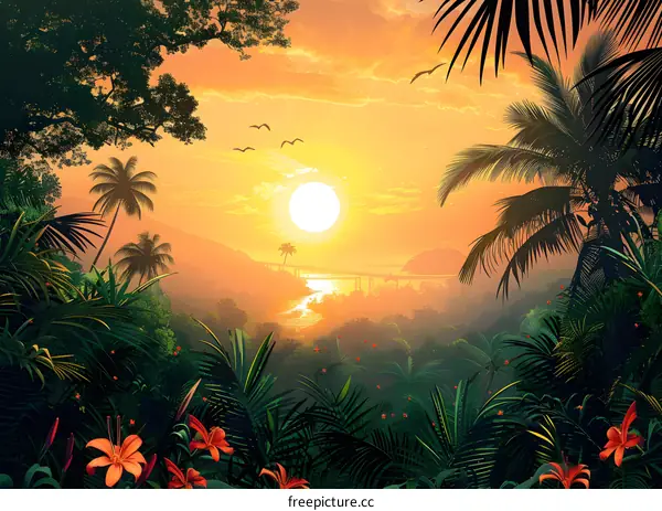 Tropical Rainforest Sunset
