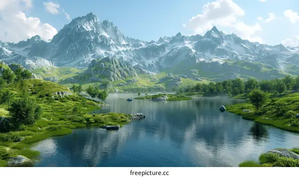 Majestic Mountain Lake Landscape