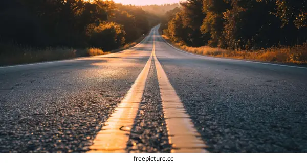 Country Road Winding into the Sunset