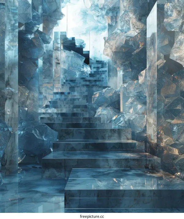 Crystalline Stairway in an Icy Cavern