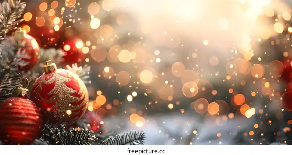 Christmas Tree With Red And Gold Ornaments