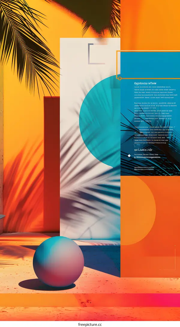 Abstract Geometric Shapes and Palm Leaf Shadow