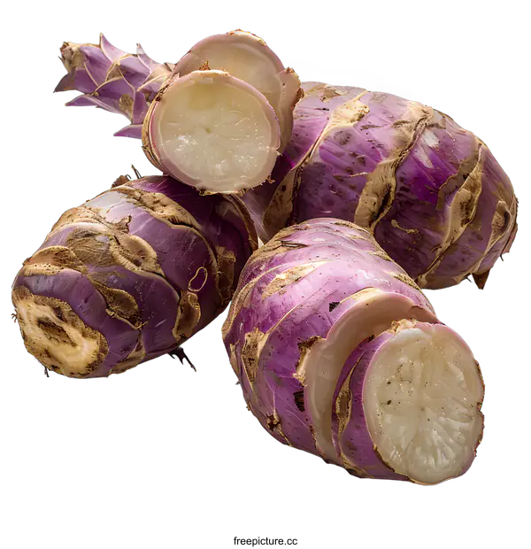 [Transparent Background PNG]Fresh Taro Root Isolated on White Background