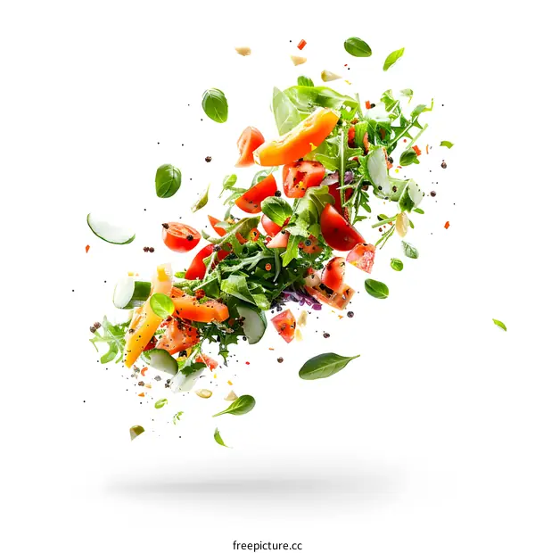 Fresh salad ingredients explosion