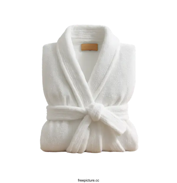 [Transparent Background PNG]White Terry Bathrobe on Isolated Background