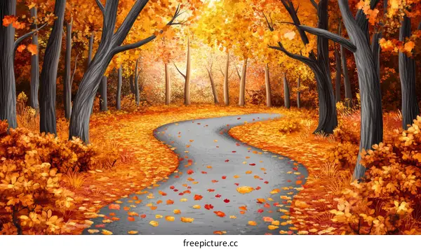 Autumn Forest Path Illustration