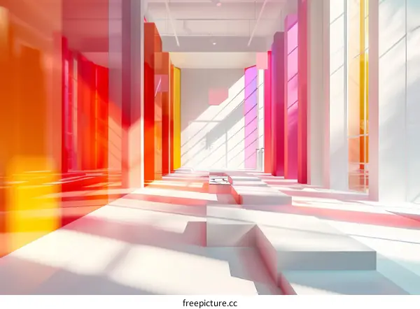 Modern Colorful Interior with Sunlight and Shadows
