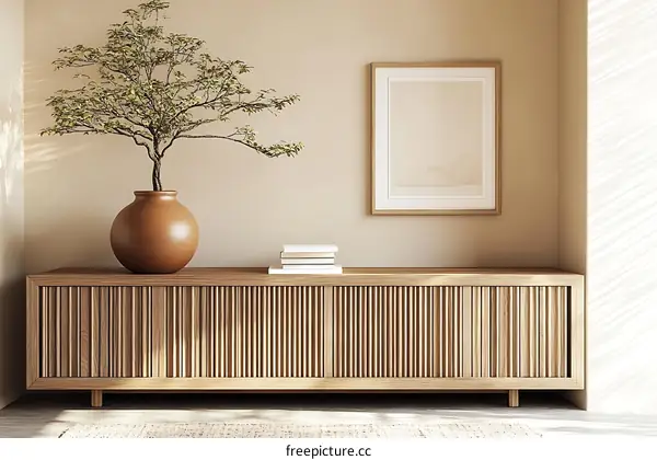 Modern Minimalist Living Room Decor with Wooden Console
