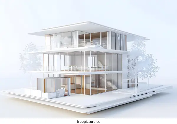 Modern Minimalist House Architecture 3D Model