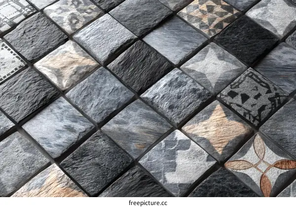 Multicolored Stone Mosaic Tile Pattern