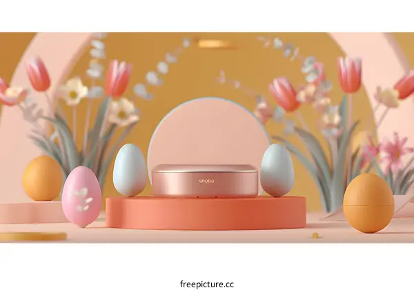 Pink and Blue Easter Eggs with a Rose Gold Case