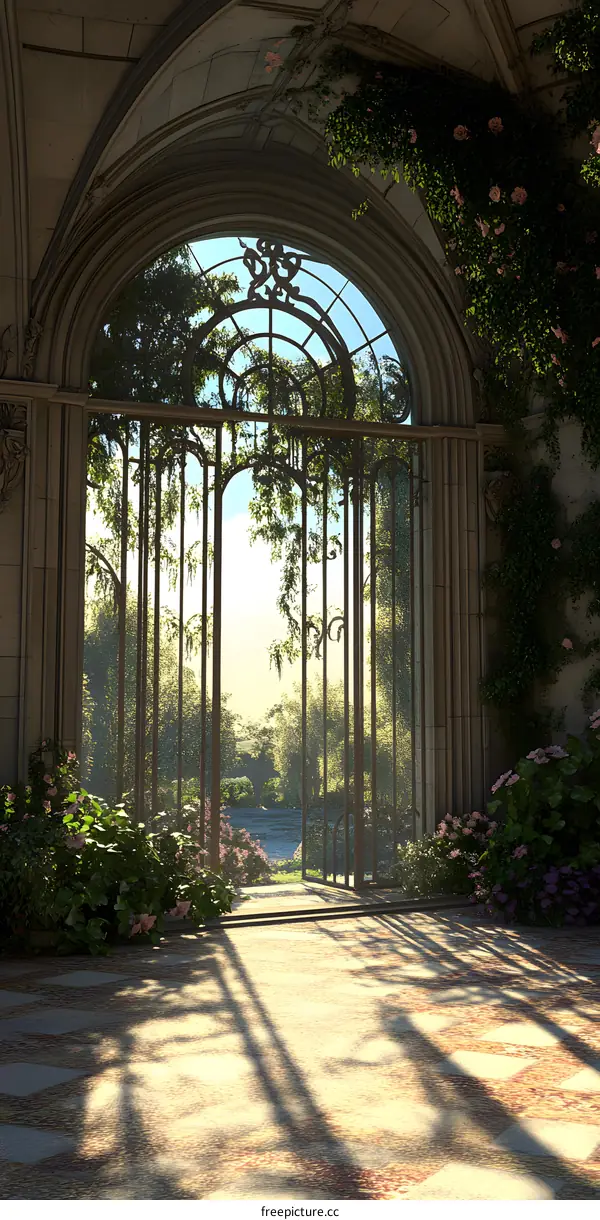 Arched Gate Entrance To Secret Garden