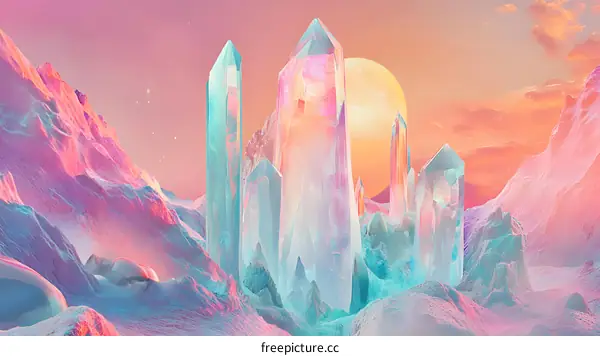 Crystal Mountains Fantasy Landscape