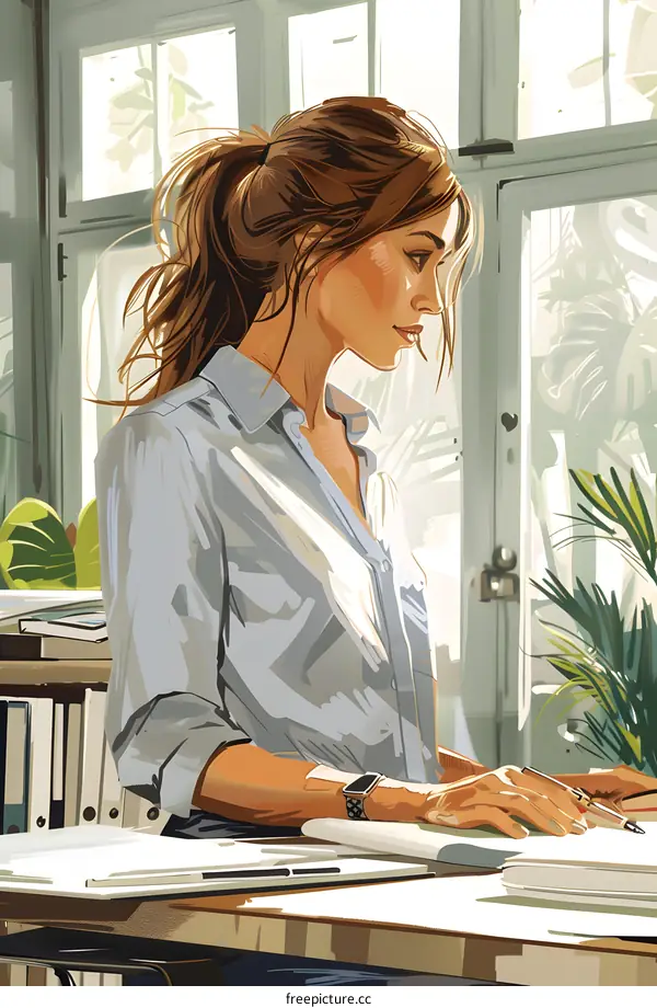 business woman working on computer