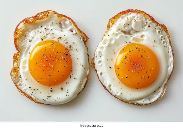 Two Fried Eggs on a White Plate