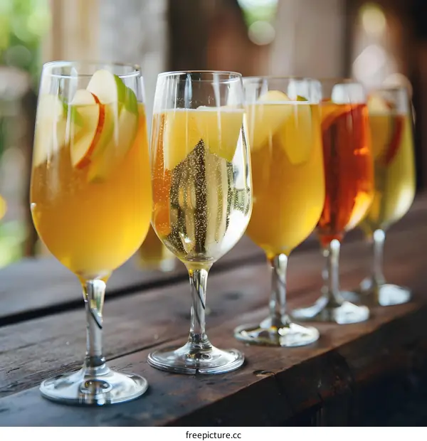 Glass of Sparkling Apple Cider with Apple Slices