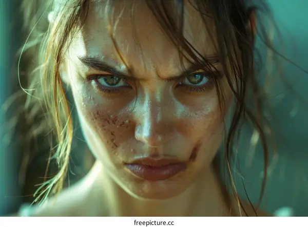 Closeup Portrait of a Determined Woman