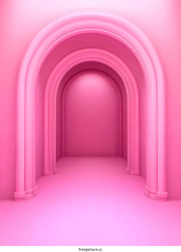 Pink Archway Room Interior Design Minimalist Abstract Background