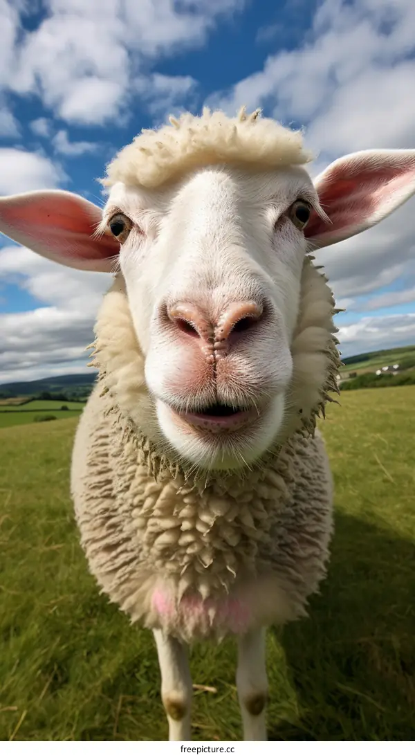 Close-up of a sheep looking at the camera