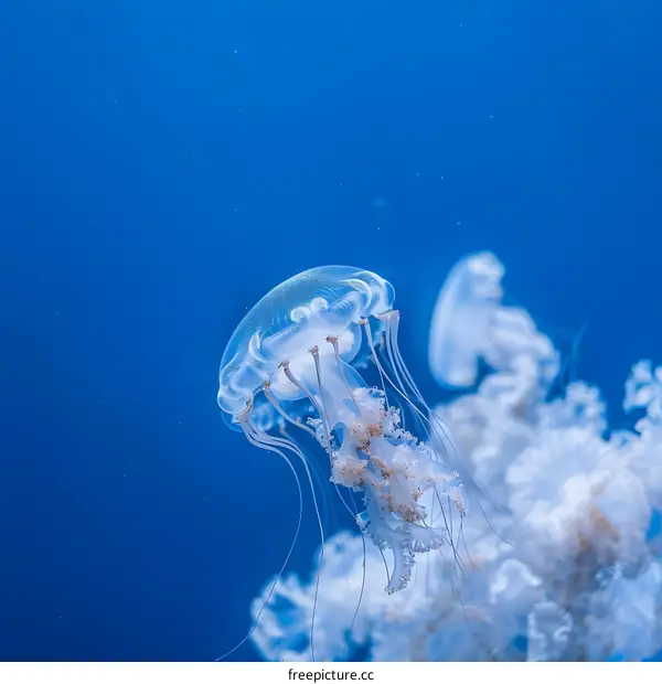 Jellyfish in Deep Blue Sea