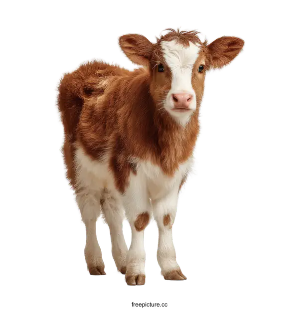 [Transparent Background PNG]Adorable Calf Portrait Against White Background