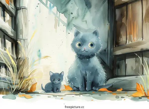 Two cats in an alley