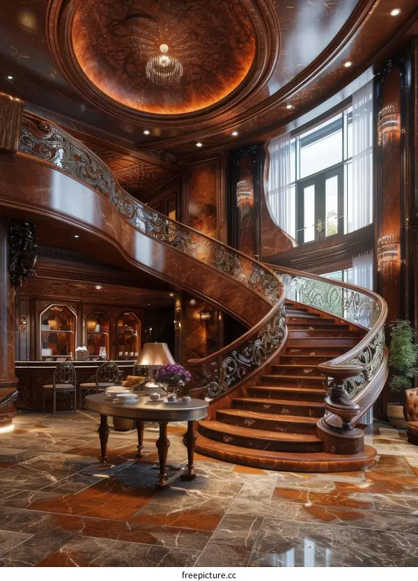 Grand Staircase In Luxurious Villa Interior