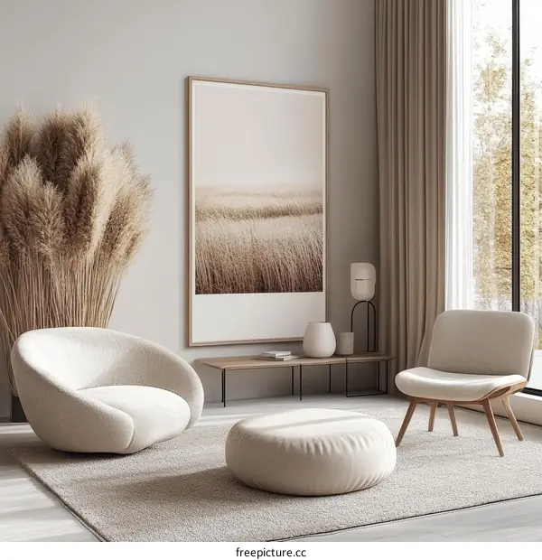 Modern Beige Living Room Interior Design