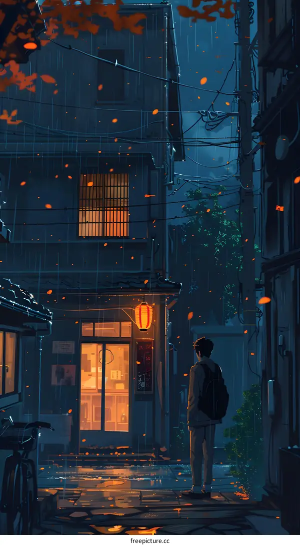 A Rainy Day in a Japanese City