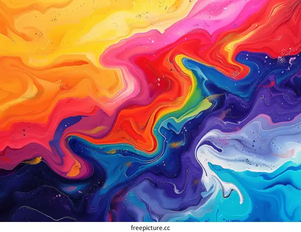 Abstract Colorful Liquid Painting