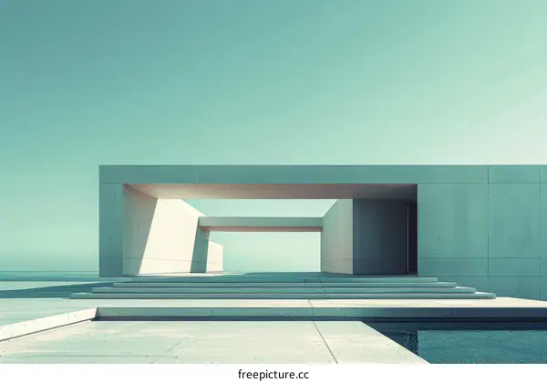 Modern minimalist architecture overlooking the sea