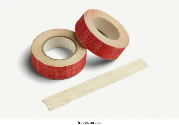 Red and Cream Colored Adhesive Tapes