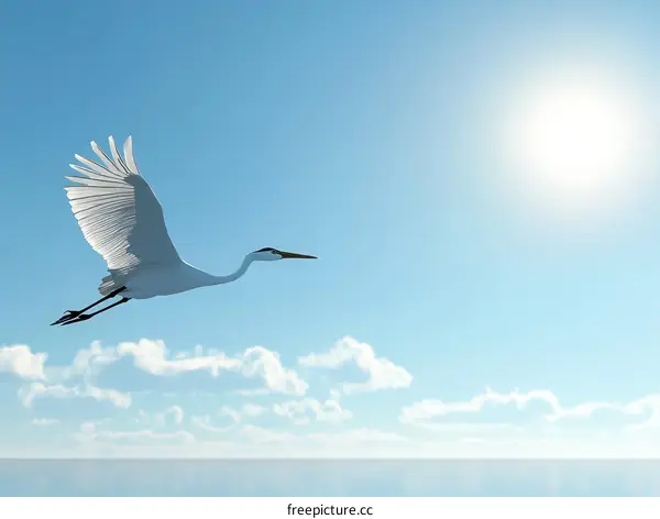 A Majestic Heron Soaring Through a Clear Sky