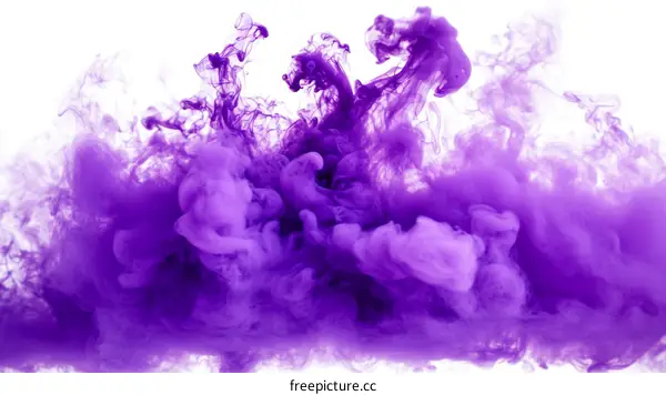 Abstract Purple Ink Blobs on White Background
