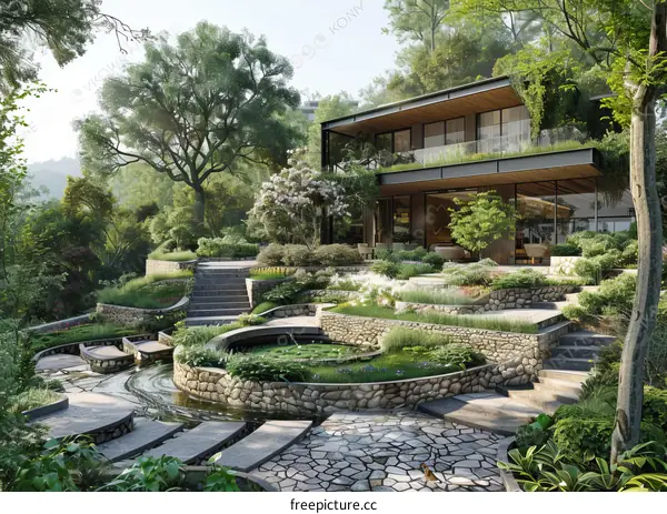 Modern House with Lush Garden Landscape Design