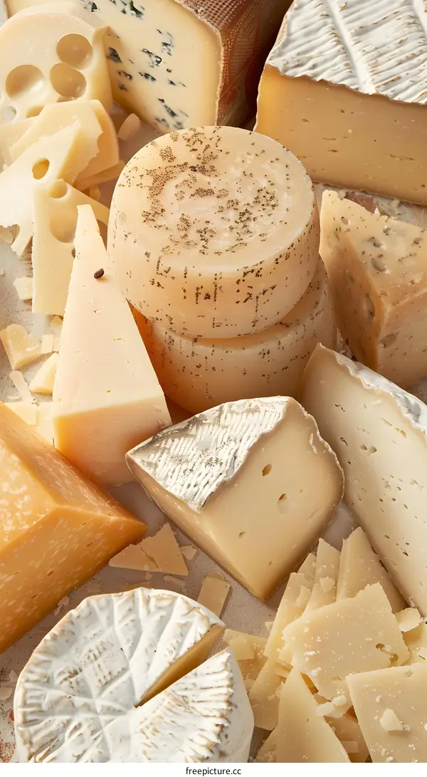 Variety of Cheese Types with Grated Cheese