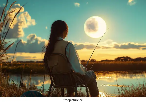 Peaceful Fishing Scene at Sunset