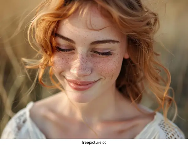 Close Up Portrait of a Woman with Freckles