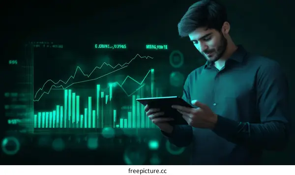 Businessman Analyzing Data on Tablet