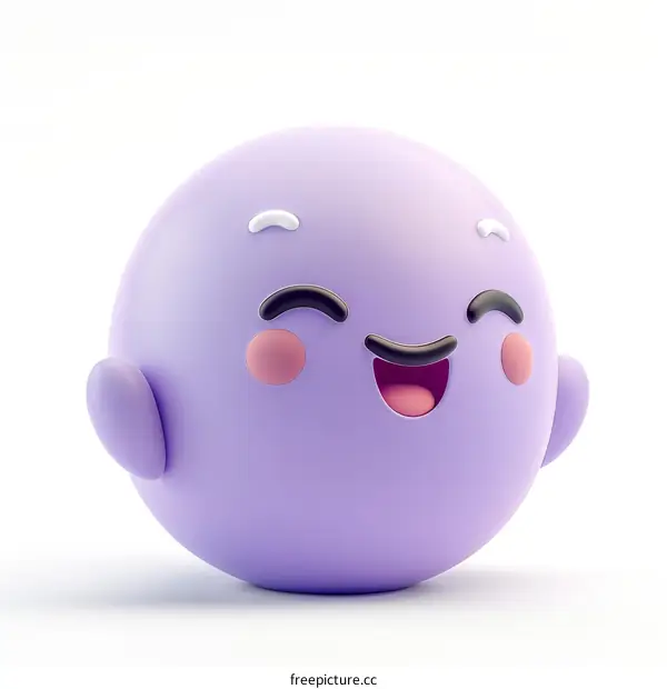 Cute 3D rendered purple blob character
