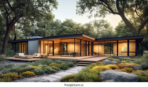 Modern House in a Forest Setting